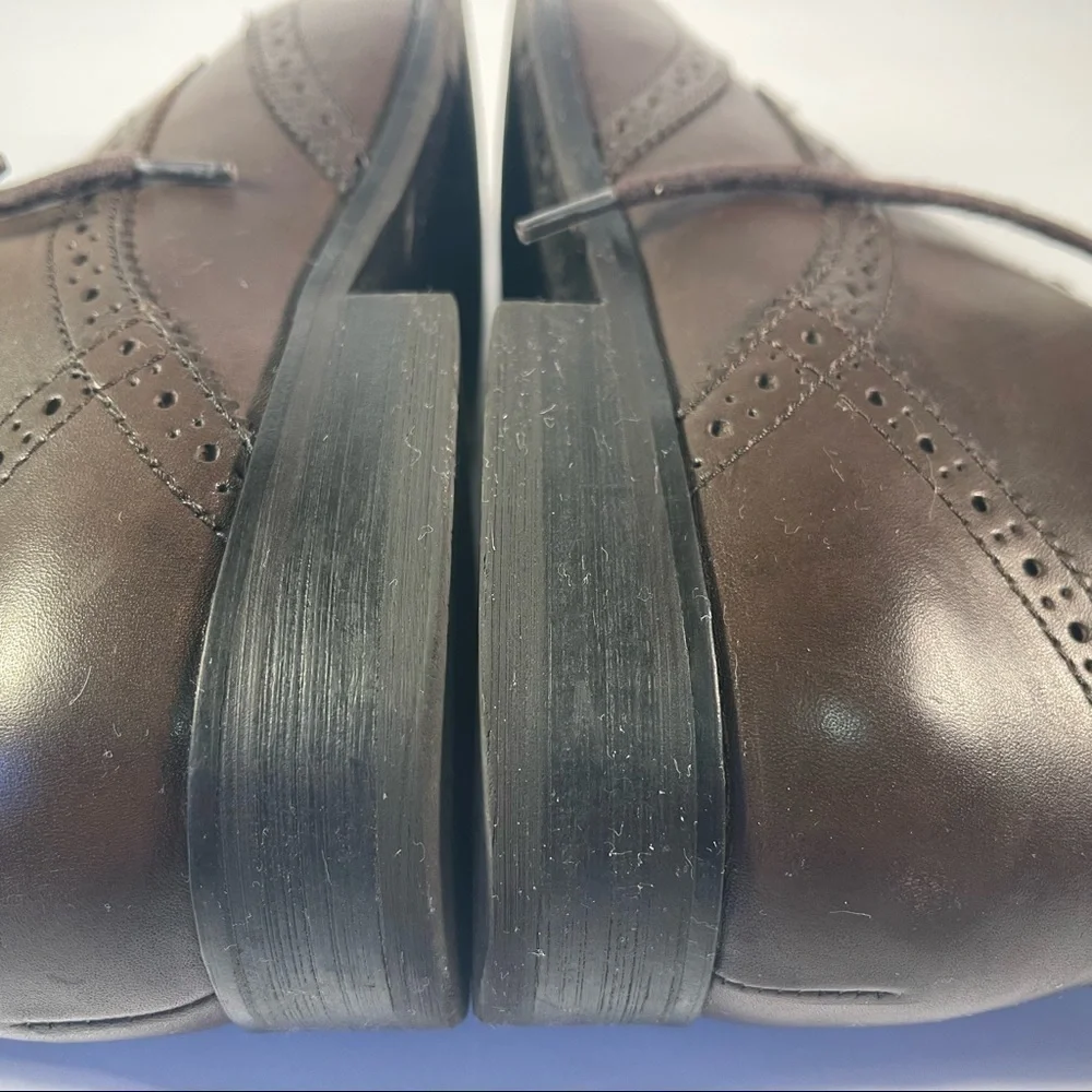 Banana Republic Brown Leather Oxford Lace-Up Ankle Boots Block Heel Women's